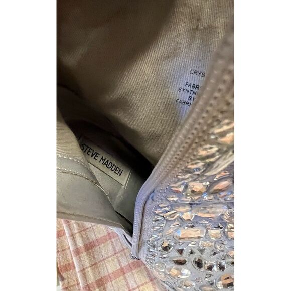 Steve Madden Stiletto Crystalle Rhinestone Silver Ankle Boots Womens 11 Stunning - Picture 7 of 14